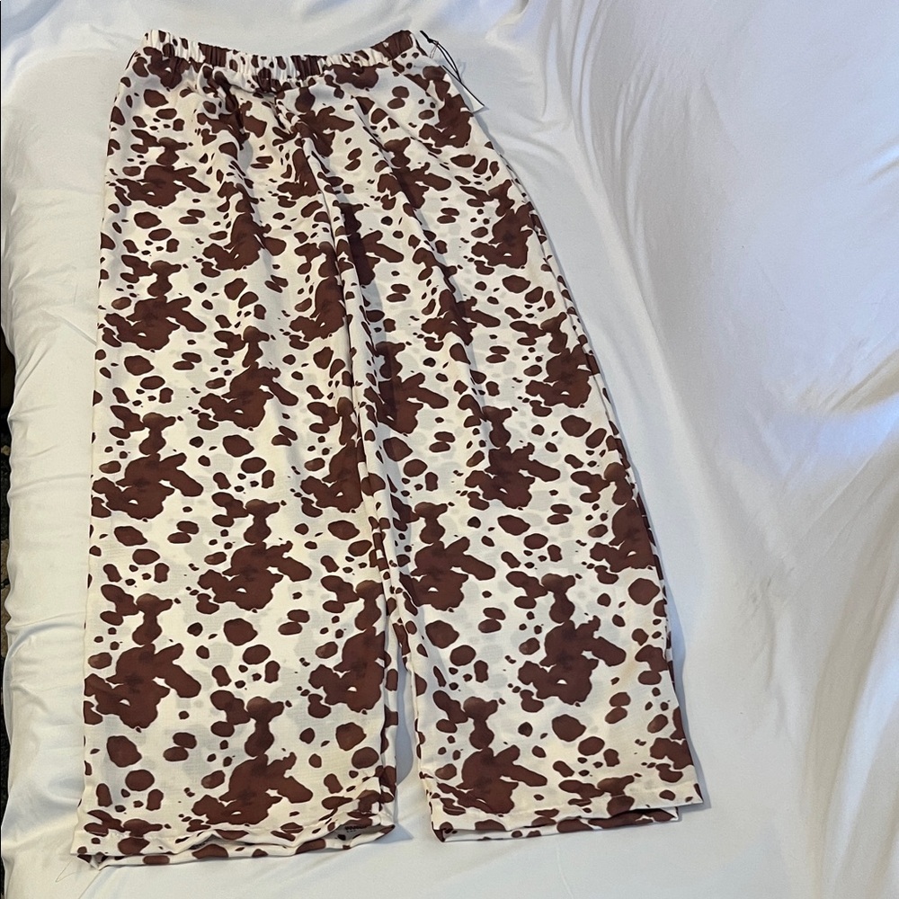 Brown and White Patterned Pants